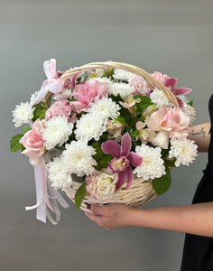 Композиция в плетеной корзине