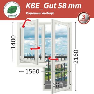 Окно с дверью балконный блок пластиковые KBE 58
