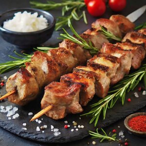 Шашлык из свинной шеи и куринной грудки 
