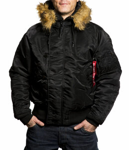Куртка короткая зимняя Alpha N-2B Flight Jacket черная 