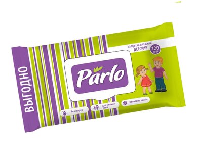 Влажные салфетки детские PARLO 120шт с клапаном