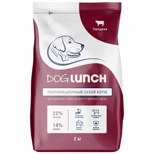 Сухой корм Dog Lunch для взрослых собак, 2 кг.