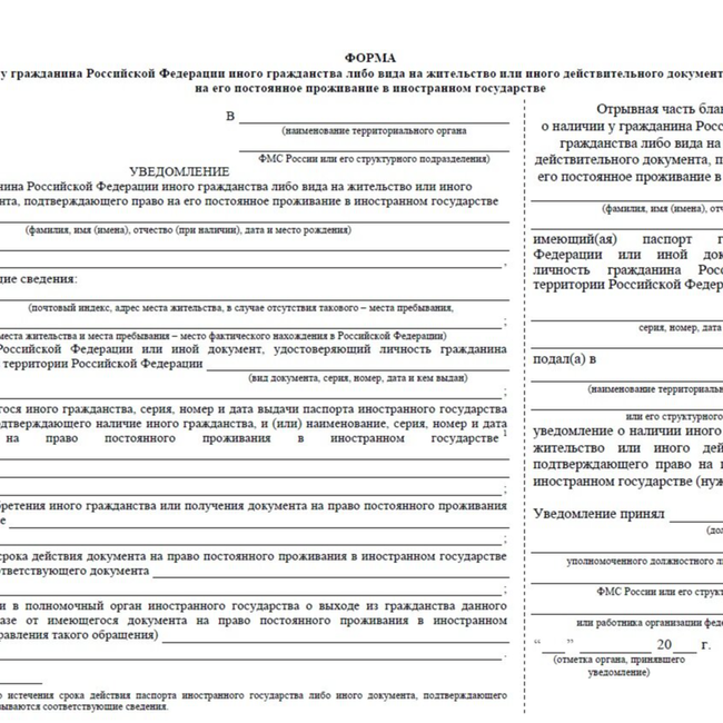 Образец заполнения ежегодного уведомления по внж