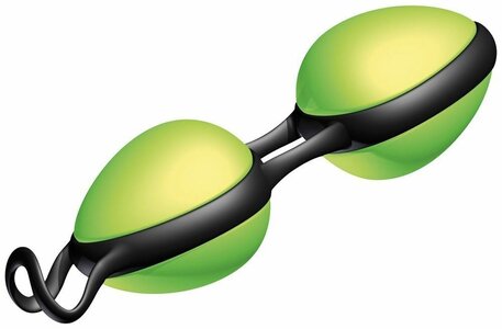 Зелёные вагинальные шарики на чёрной сцепке Joyballs Sec