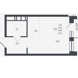 Студия 22 м²