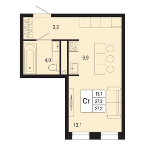 Студия 27,2 м²