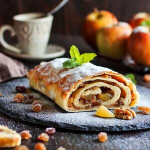 Штрудель с яблоками и изюмом 