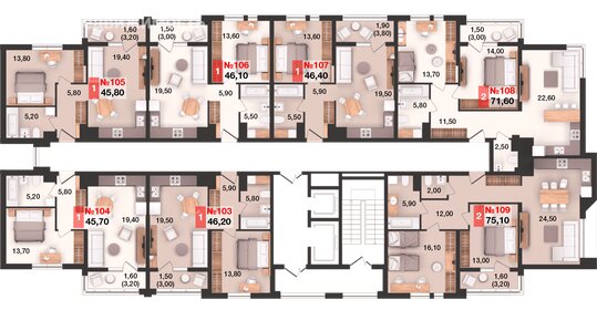 41,9 м², 1-комнатная квартира 4 200 000 ₽ - изображение 44