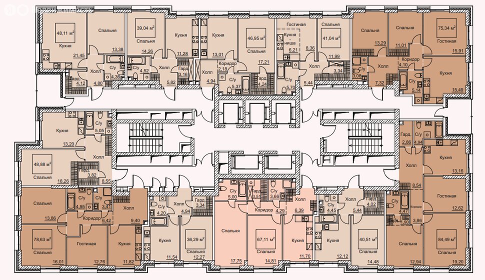 87,4 м², 3-комнатная квартира 38 600 000 ₽ - изображение 130