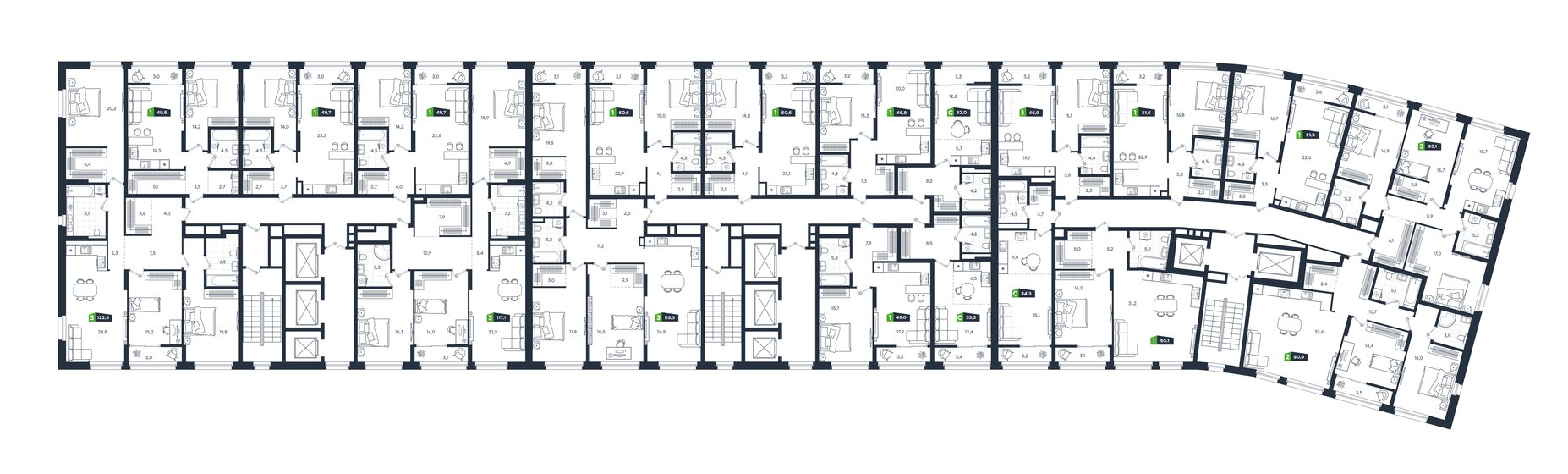 93 м², 3-комнатная квартира 24 500 000 ₽ - изображение 125
