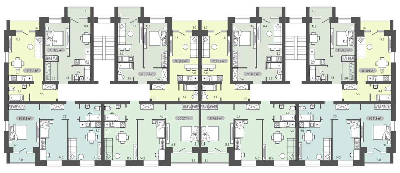 28,5 м², 1-комнатная квартира 1 852 500 ₽ - изображение 70