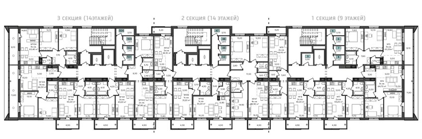 Квартира 65,2 м², 3-комнатная - изображение 1