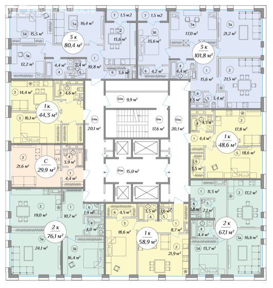 32 м², 1-комнатная квартира 18 500 000 ₽ - изображение 85