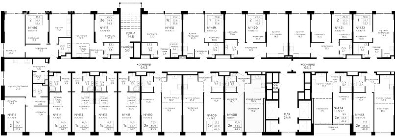 Квартира 46,1 м², 2-комнатные - изображение 1