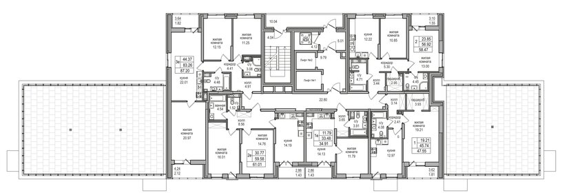 61,3 м², 2-комнатная квартира 12 309 126 ₽ - изображение 74