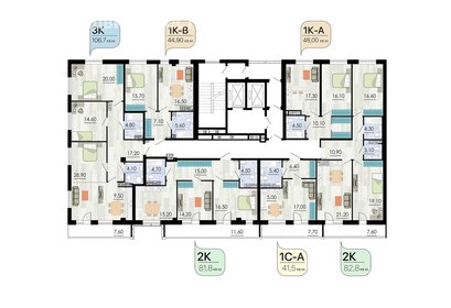 Квартира 64,1 м², 2-комнатная - изображение 2