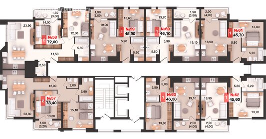 Квартира 46,1 м², 1-комнатная - изображение 2