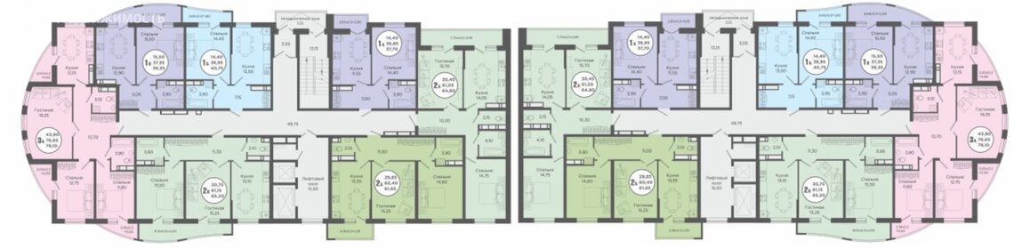 Квартира 69,3 м², 2-комнатная - изображение 1