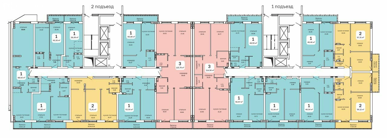 115,8 м², 3-комнатная квартира 13 952 166 ₽ - изображение 1