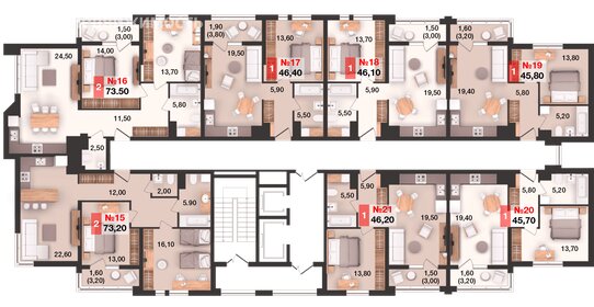 73,5 м², 2-комнатная квартира 7 791 000 ₽ - изображение 9