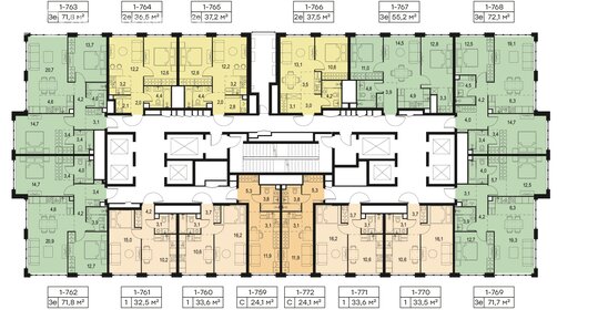 56,1 м², 3-комнатная квартира 23 520 110 ₽ - изображение 36