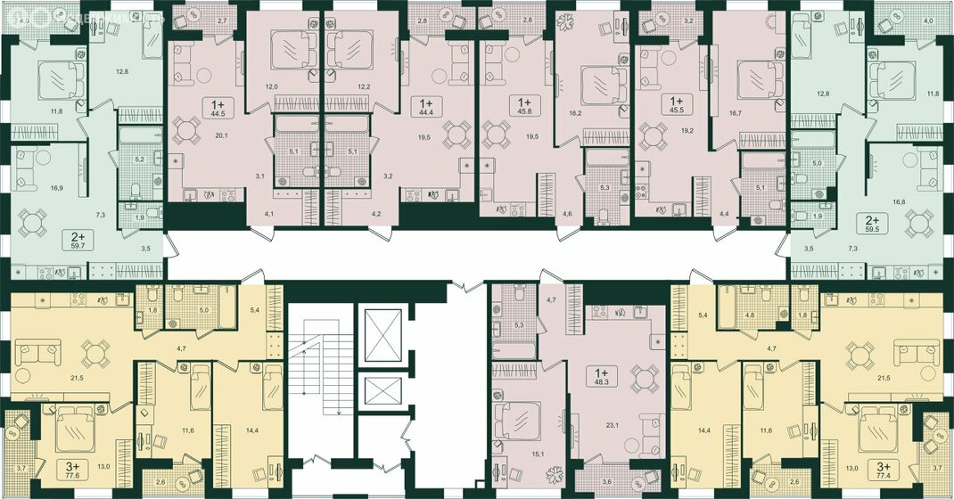 64,4 м², 2-комнатная квартира 7 290 000 ₽ - изображение 64