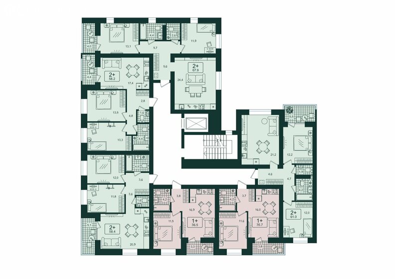 51,5 м², 2-комнатная квартира 6 650 000 ₽ - изображение 26