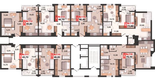 Квартира 71,6 м², 2-комнатная - изображение 2