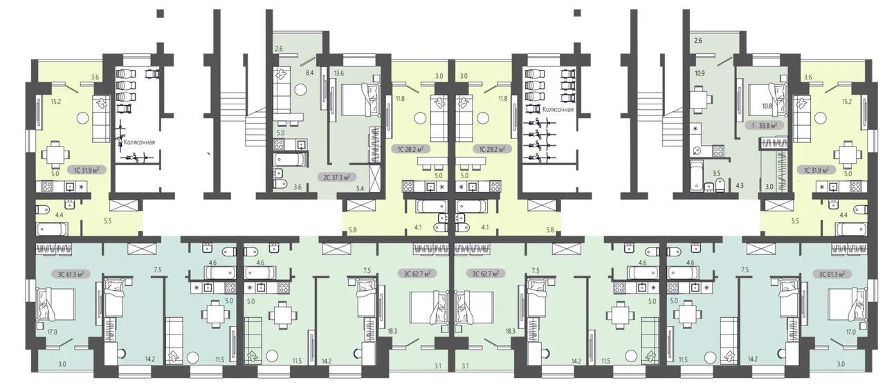 28,5 м², 1-комнатная квартира 1 852 500 ₽ - изображение 76