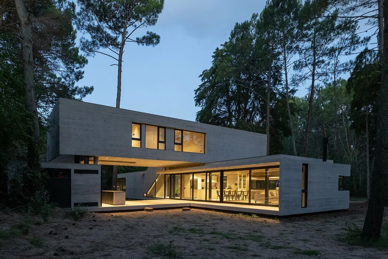 Гармония леса с домом из бетона, стекла и алюминия: фотопост