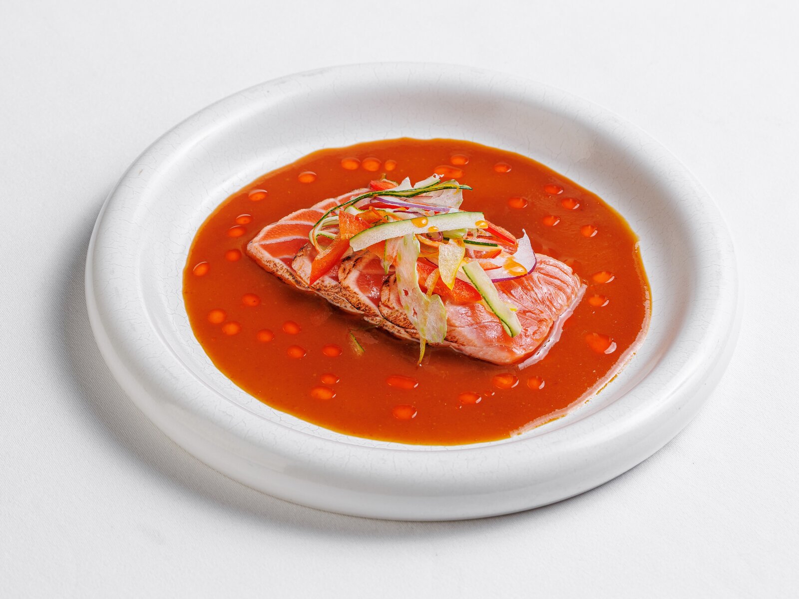 Татаки из лосося с соусом караши