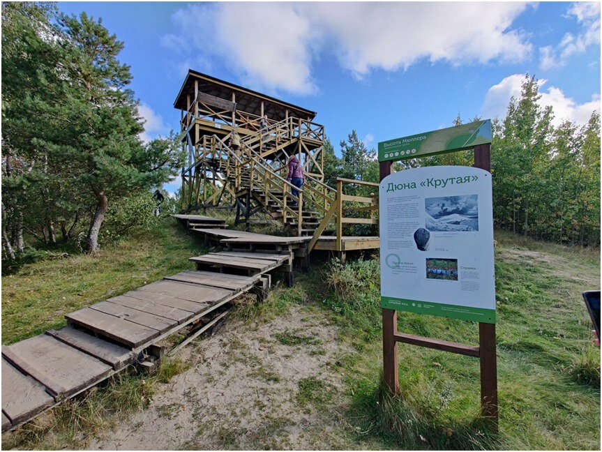 На маршруте установлены информационные стенды, где можно узнать,
например, какие животные проживают на Куршской косе.