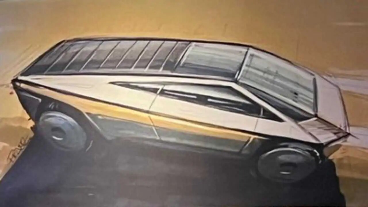На выставке Tesla заметили эскиз двухдверного Cybertruck