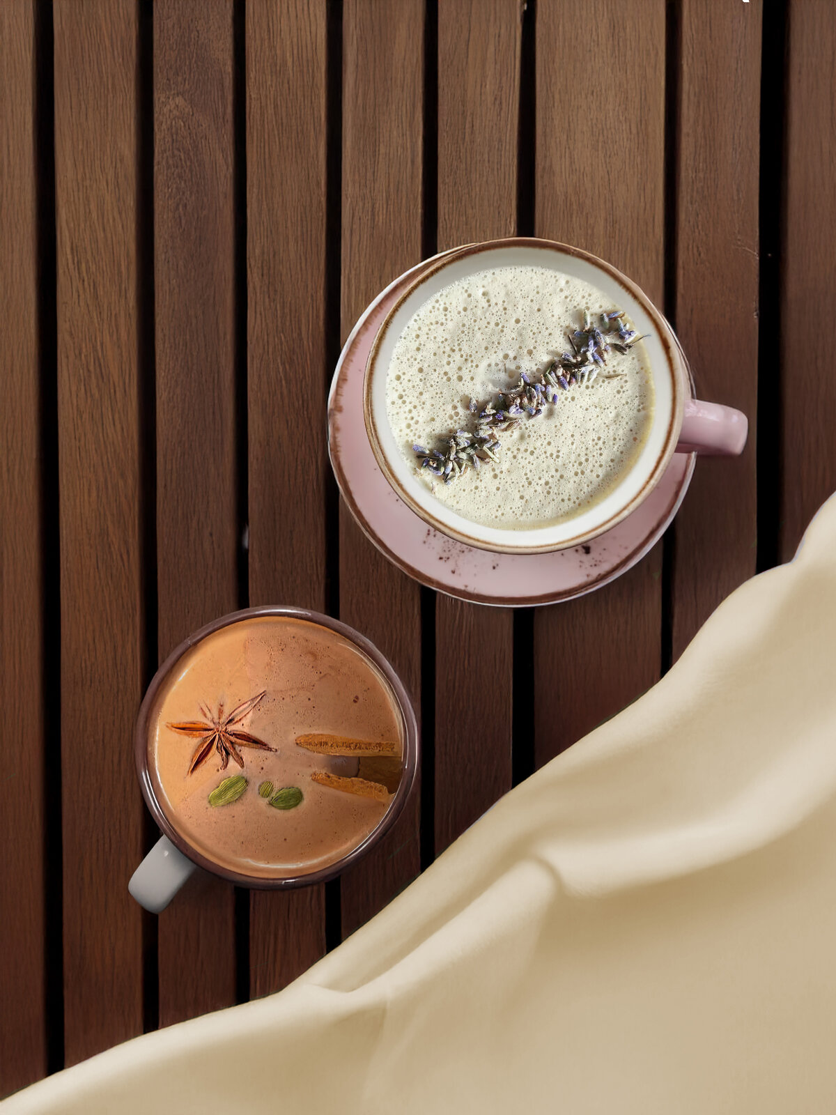 Coffee mulled wine, lavender raff