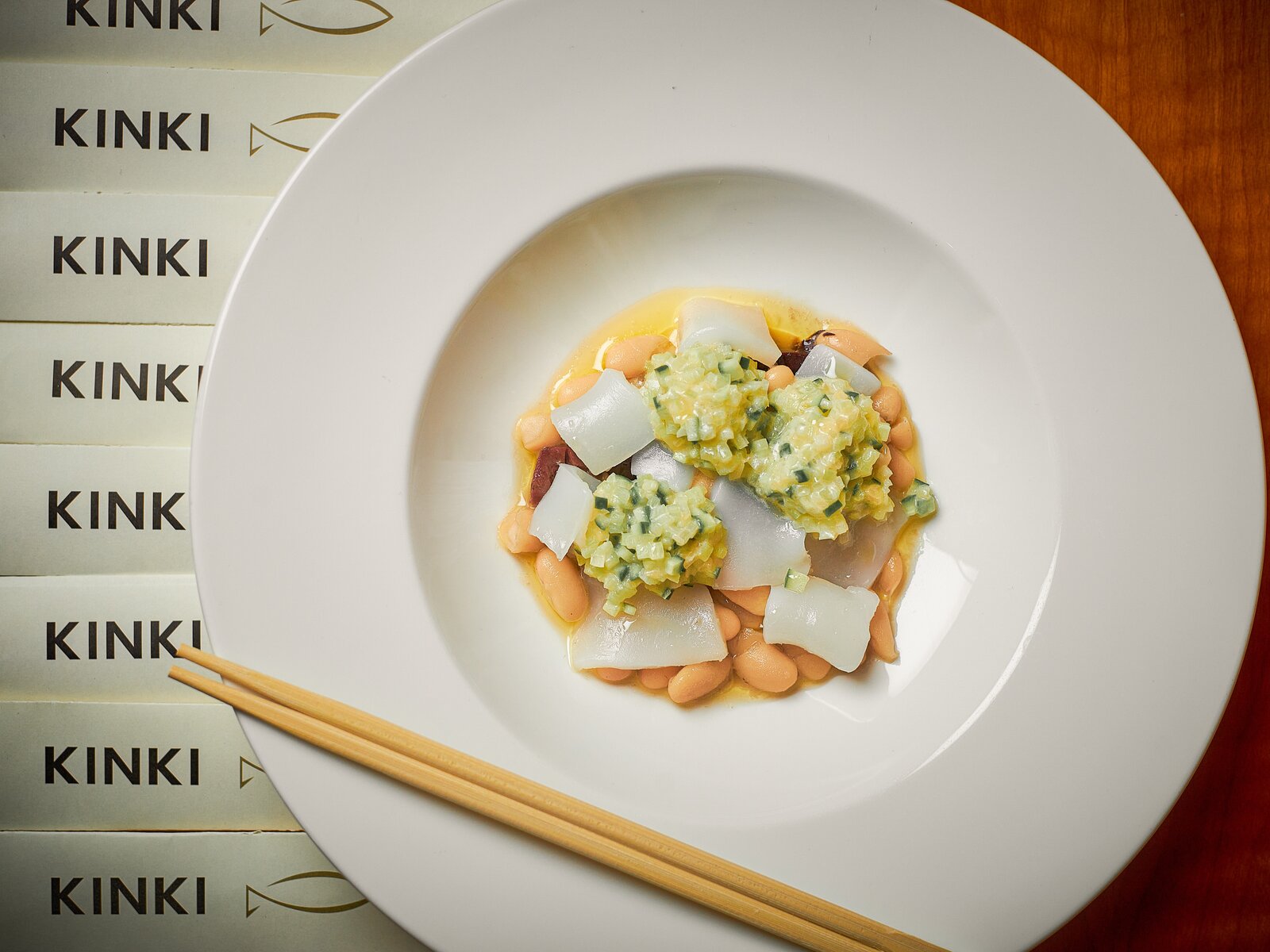 Японский кальмар с фасолью