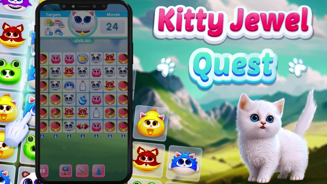 Kittty Jewel Quest — play online for free on Yandex Games