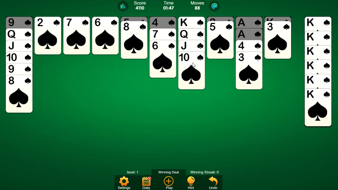 Spider: solitaire online — play online for free on Yandex Games