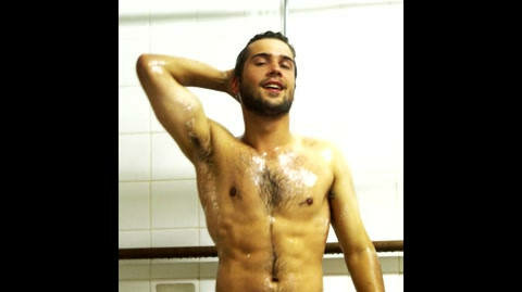 Rugby guys showering and almost naked