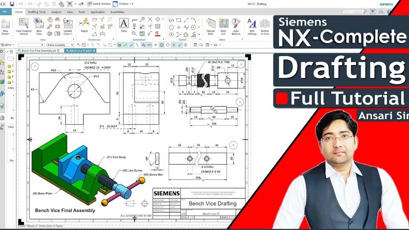 Siemens NX Drafting Complete Tutorial | In Hindi | NX-CAD Full Course ...