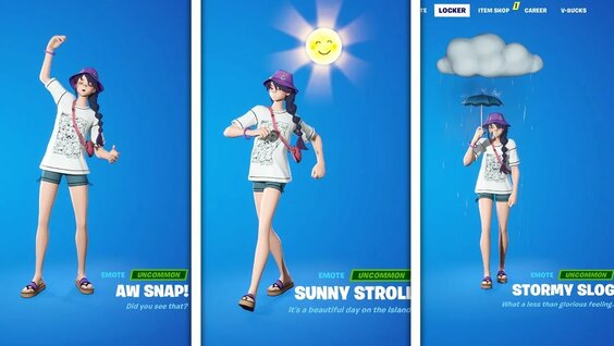 NEW* All Fortnite Leaked Summer emotes (Sunny Stroll, Stormy SLOG, Share THE Wealth)