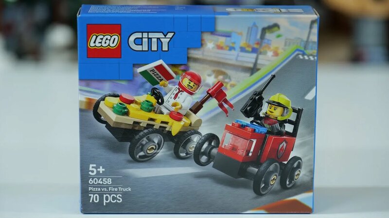 LEGO City 60458 Pizza vs. Fire Truck Race Car Pack - LEGO Speed Build ...