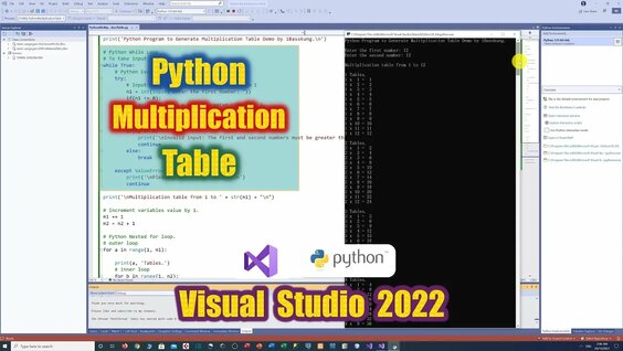 Visual Studio 2022 : Python Tutorial : Create Multiplication Table ...