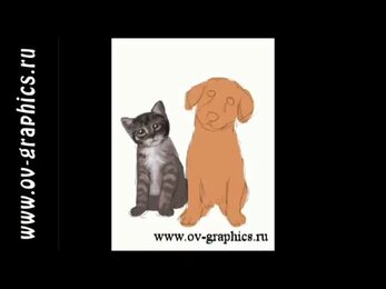 Кот и пес рисунок от руки