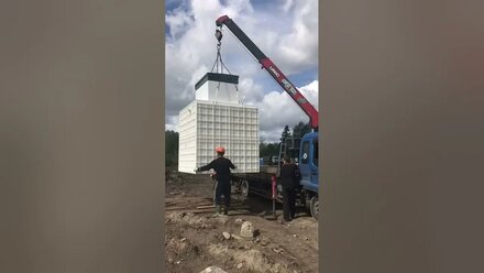 Юнилос Астра 30 - спуск септика в котлован