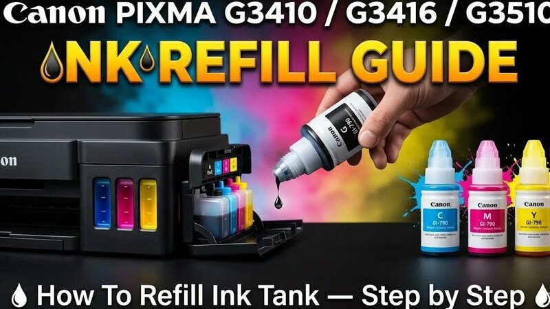How to Refill ink tank to ink bottle's on Canon Pixma G3416 G3410 G3411 ...