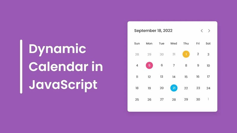 Create A Dynamic Calendar in HTML CSS & JavaScript | Calendar in ...