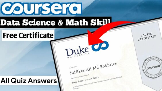 Data Science Math Skills | Coursera 100% Free Course With Certificate ...