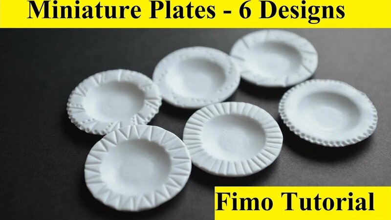 Miniature plates tutorial 6 designs clay miniatur teller Fimo миниатюра ...