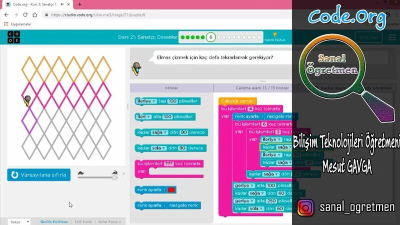 Code.Org Kurs 3 Ders 21 Sanatçı Desenler - Yandex Video aramada ...