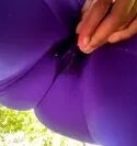 Public Leaking Creampie in Leggings 